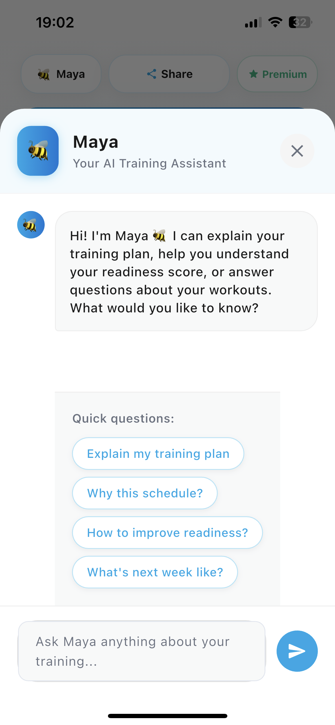 Maya AI Coach Chat Interface